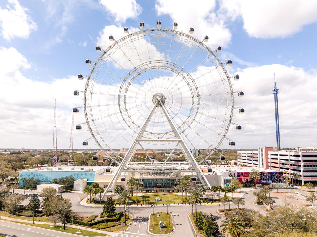 Wide angle view showcasing the entirety of The Orlando Eye.